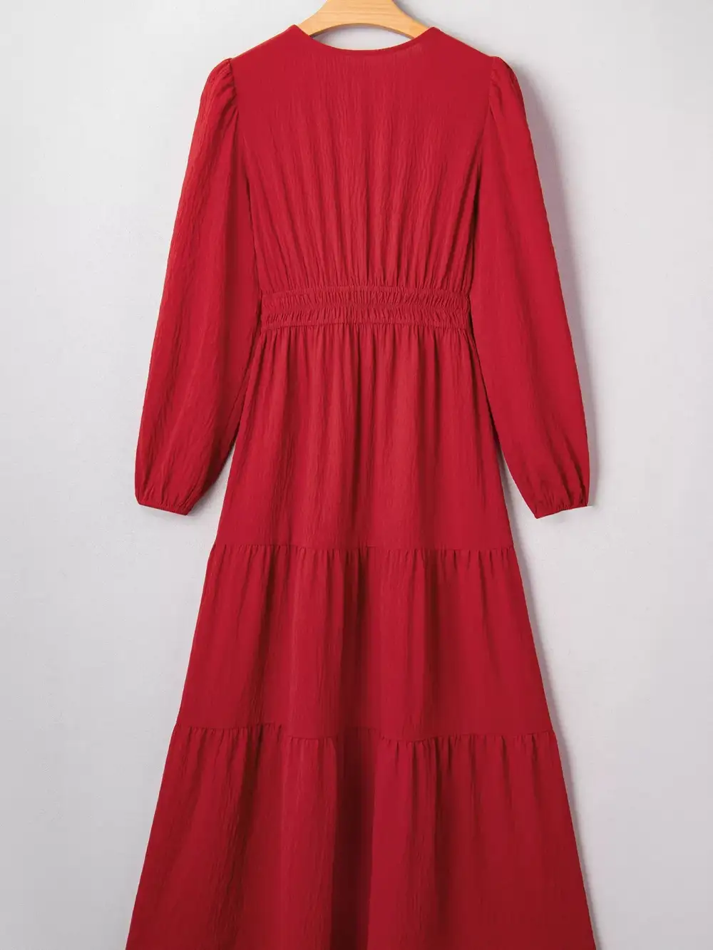 Embroidered Tiered Long Sleeve Maxi Dress