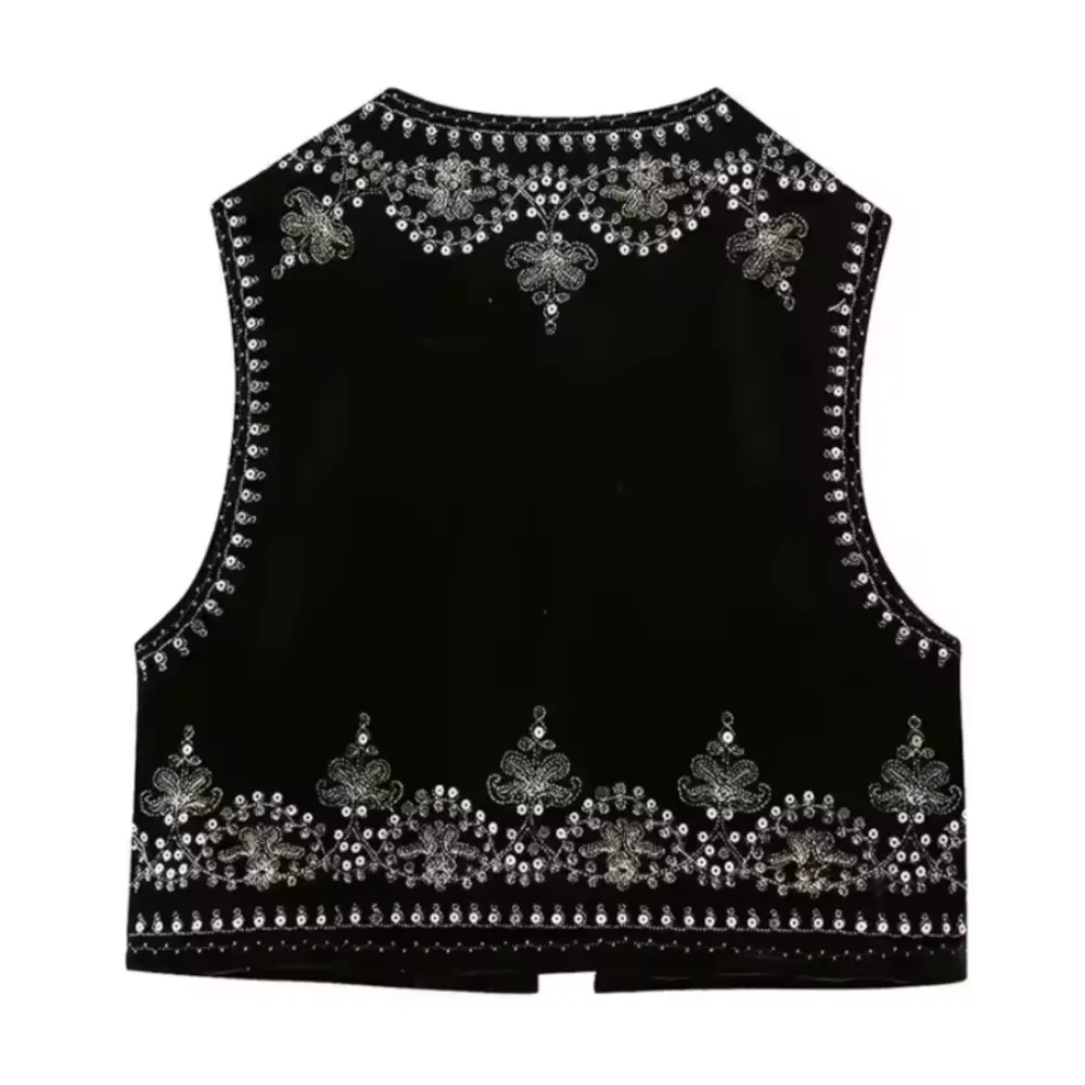 Embroidered Casual Sleeveless Vest