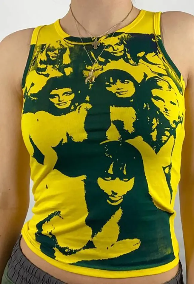 Crew-Neck Floral Cropped Slim-Fit Tank Top