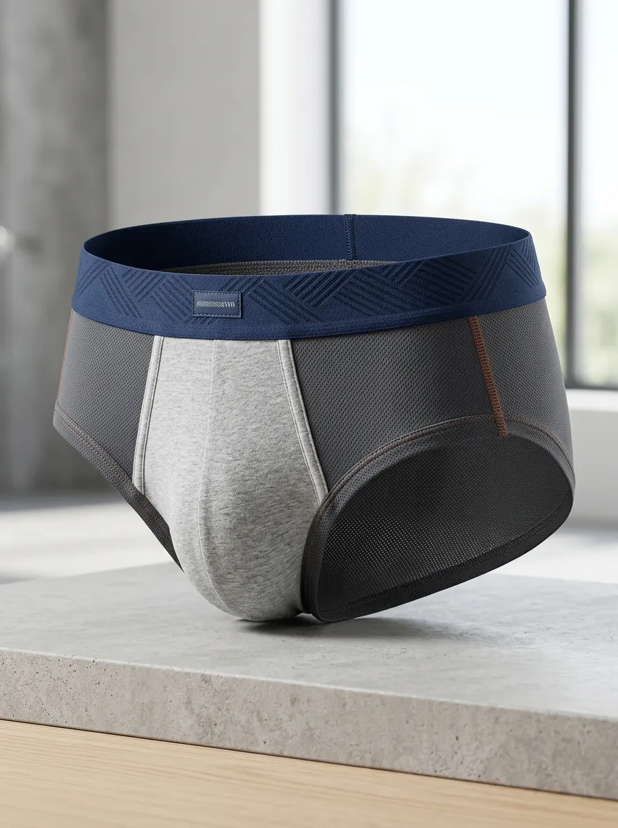 Men's Athletic Performance Mesh Colorblock Printed Briefs