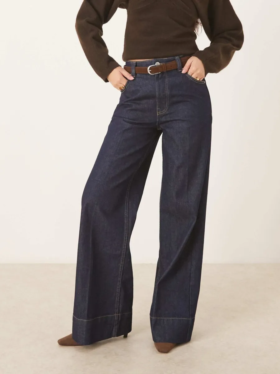 High-Waist Flared Denim Pants