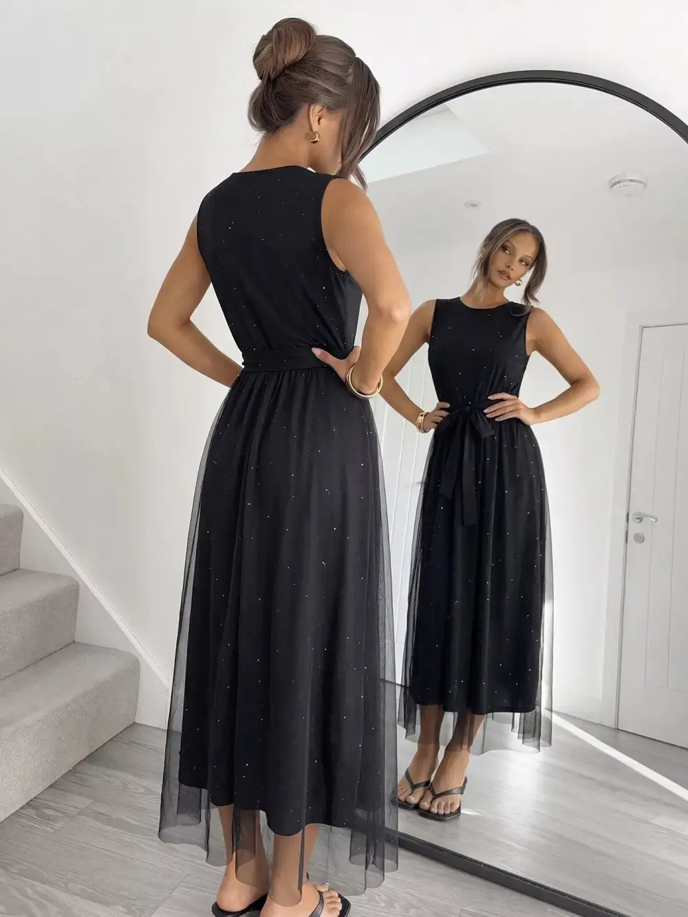 Tulle Sleeveless Midi Dress