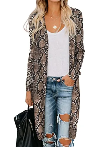 Womens2022FashionCasualOpenFrontPrintedCardigansSweatersThinCoatsJacketsOuterwear
