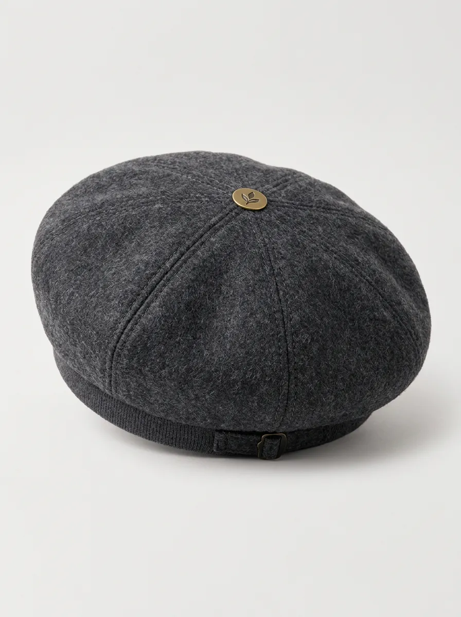 Wool Blend Beret with Classic Motif