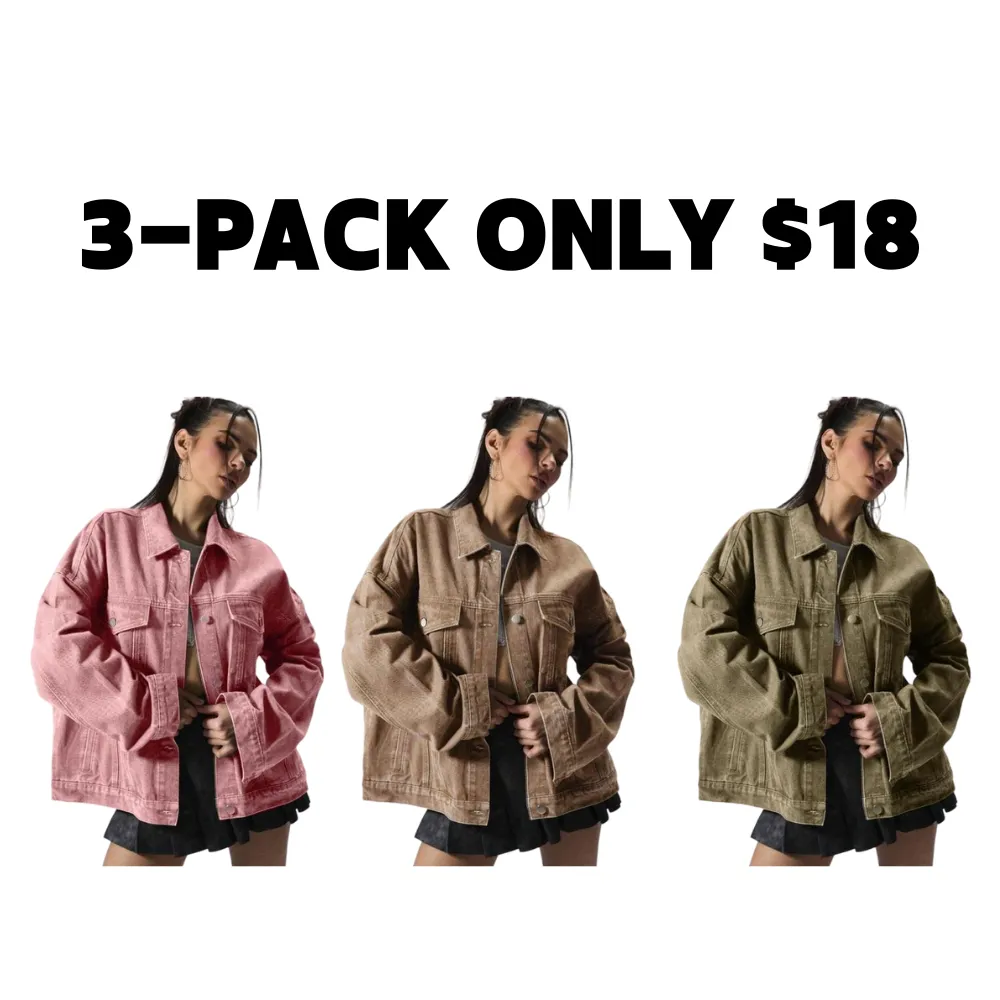 Women's Plain Button Front Drop Shoulder Denim Coat