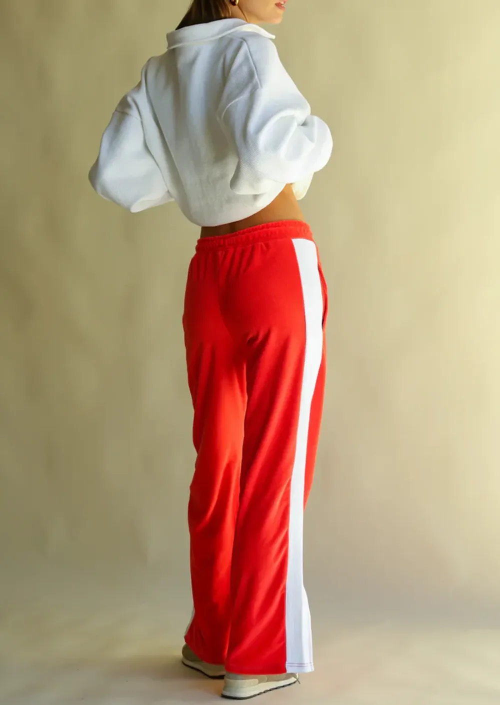 DRAWSTRING CONTRAST COLOR PANTS