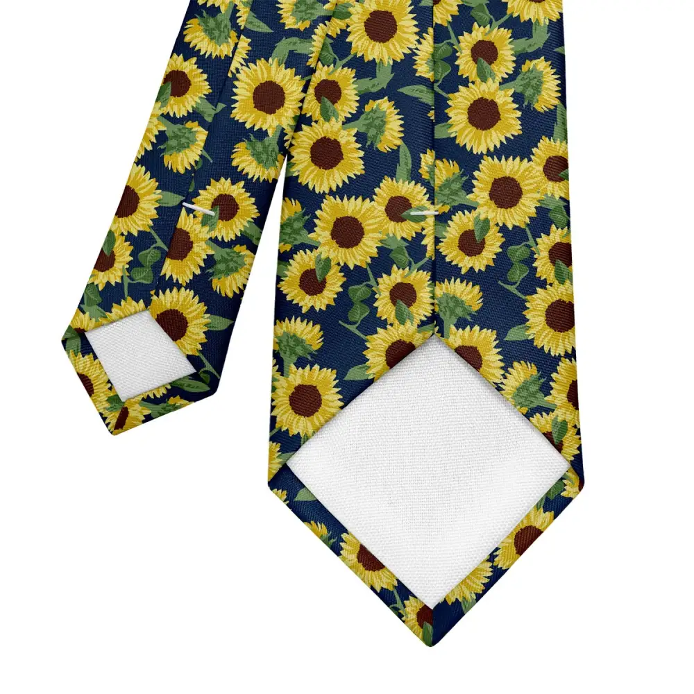 Refined Sunflower Floral Motif Necktie