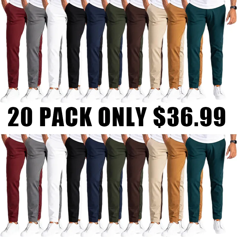 Men’s Slim Fit Stretch Golf Pants 10-Pack – All Colors Included