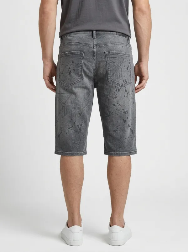 Men's Classic Paint Splatter Distressed Street Inspired Distressed Denim Shorts