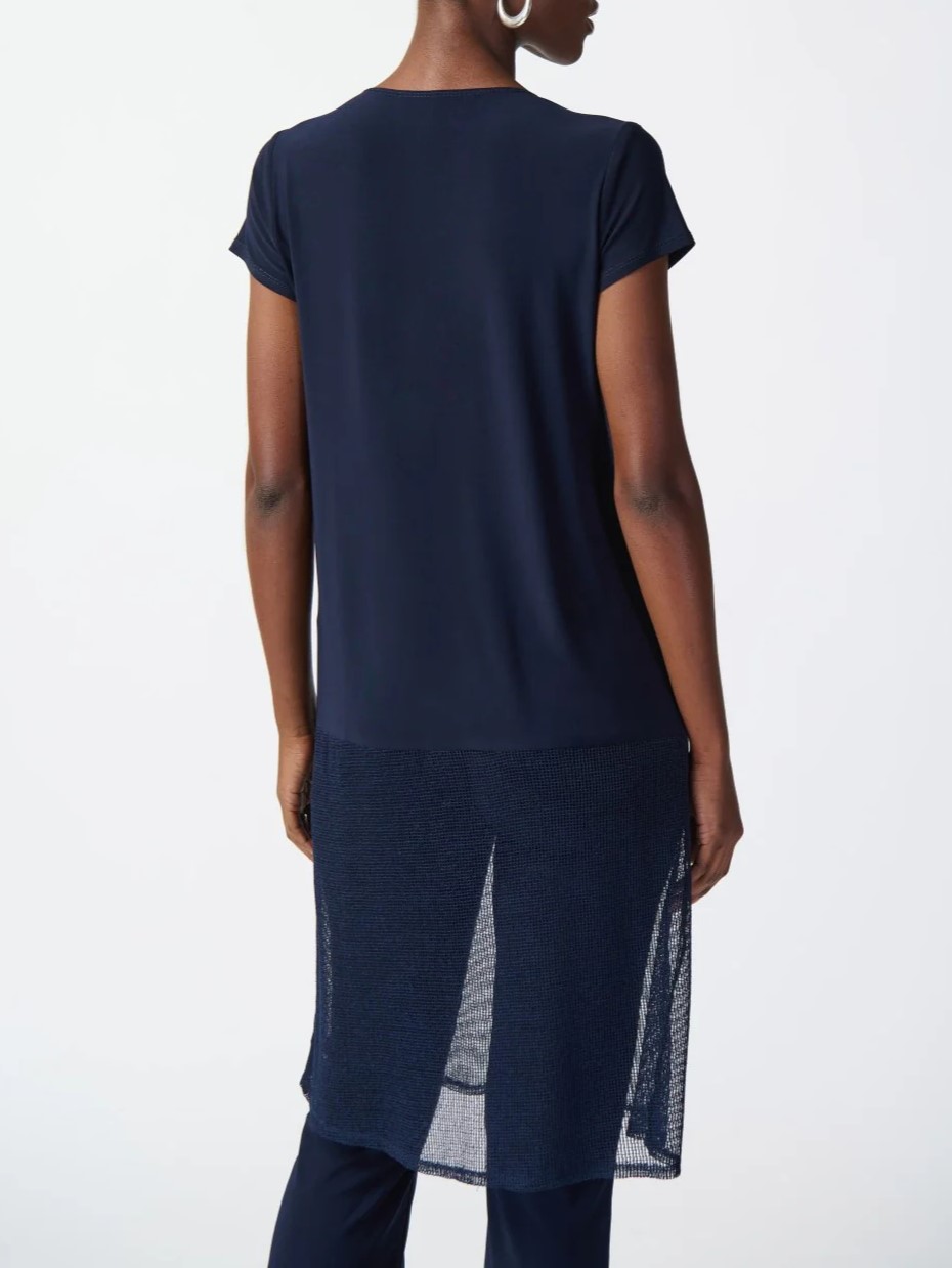 Navy Button - Front Split - Hem Tunic