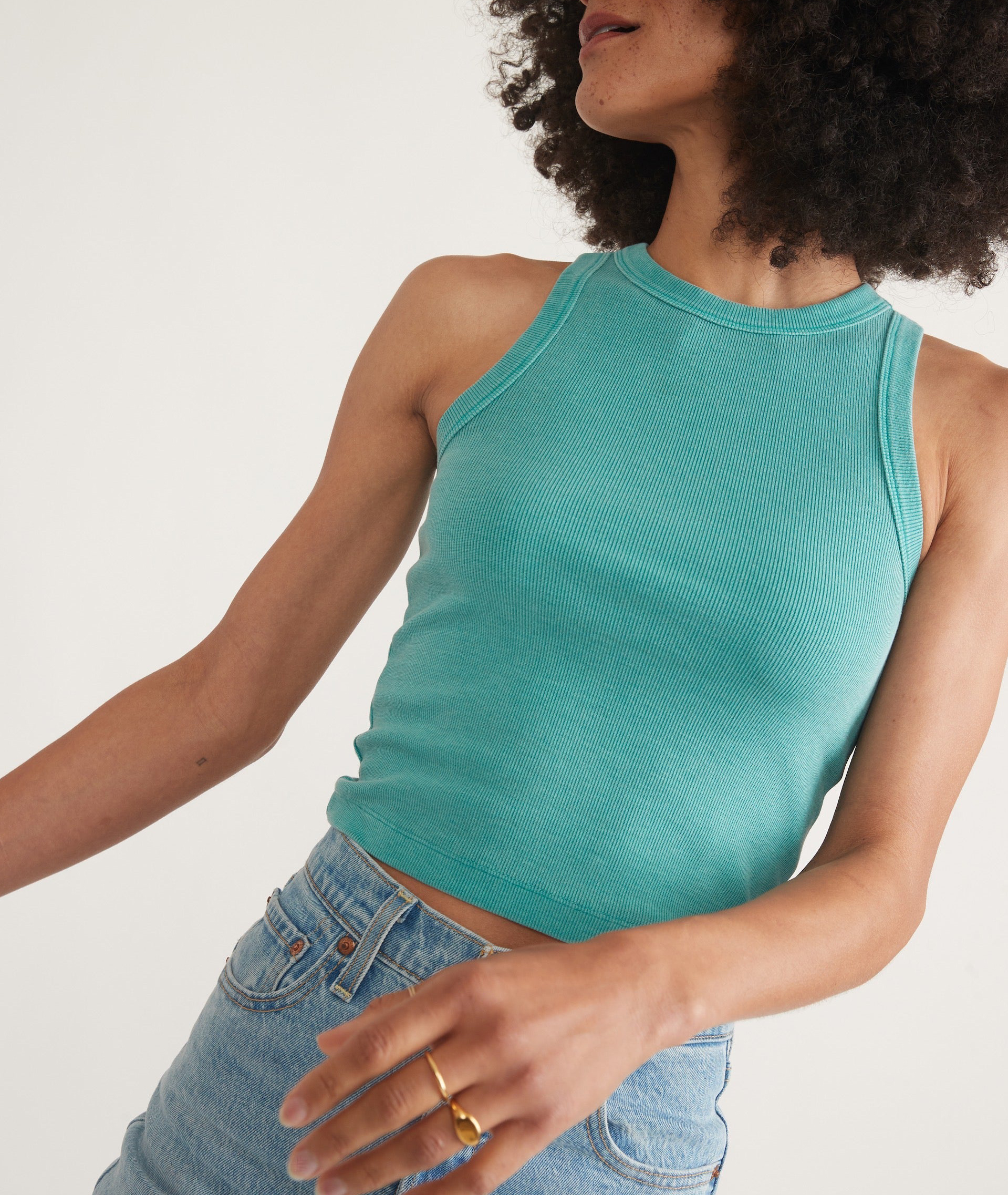 Turquoise Textured Crop Tank