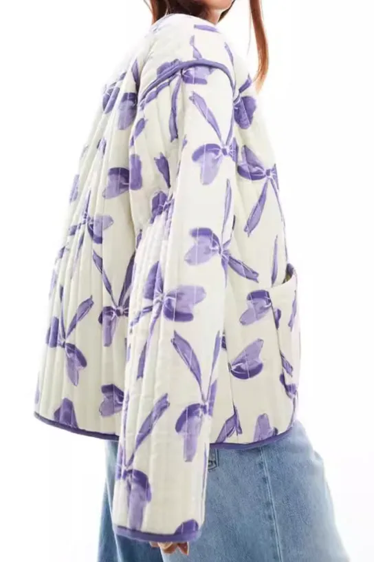 Bow Print Quilted Bow Jacket