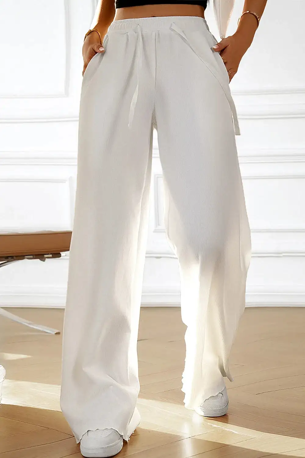 Casual Wide Leg Drawstring Pants