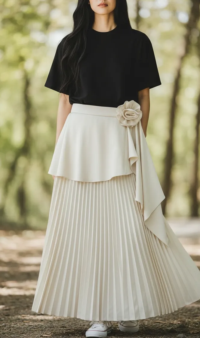 Modern Maxi Pleated Skirt