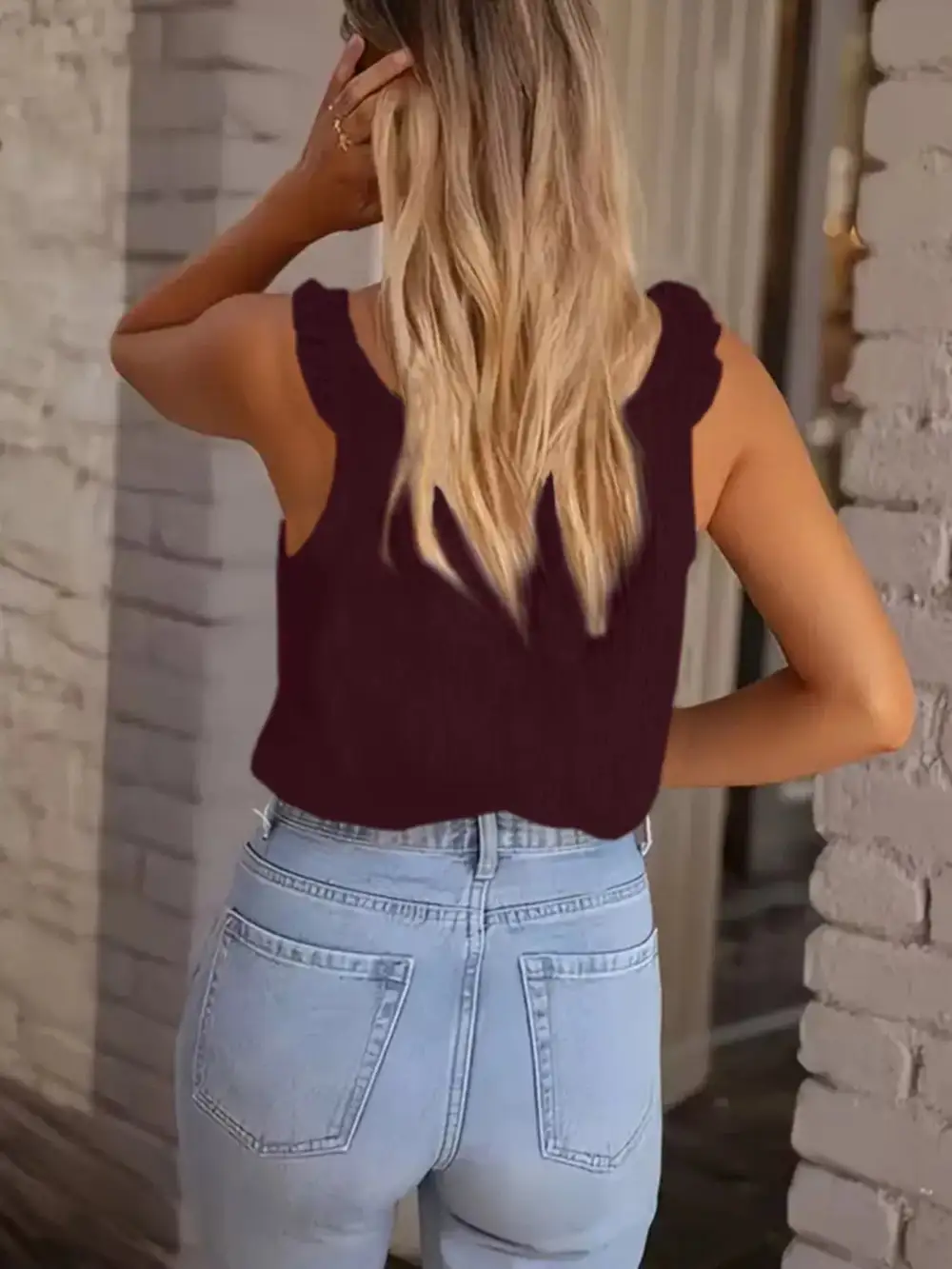 Buttoned Textured Tank Top