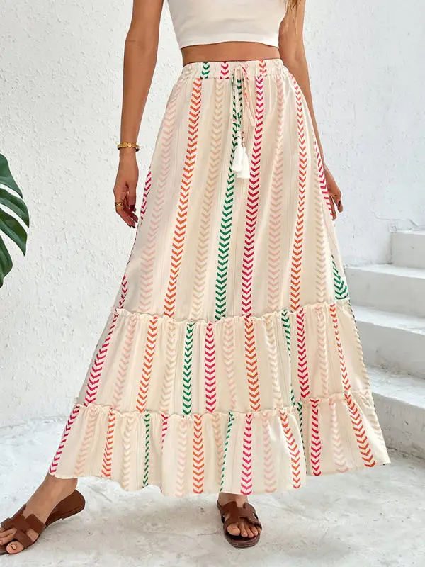 Casual Printed Pocket Detail Skirt