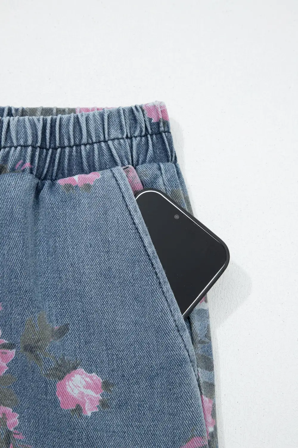 Elastic Waist Denim Jeans