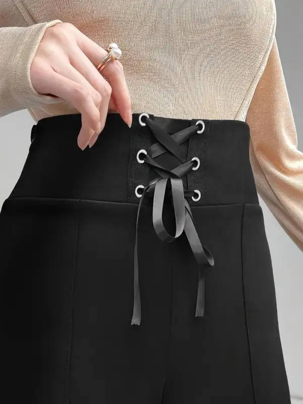 Lace Detail High Waist Pants