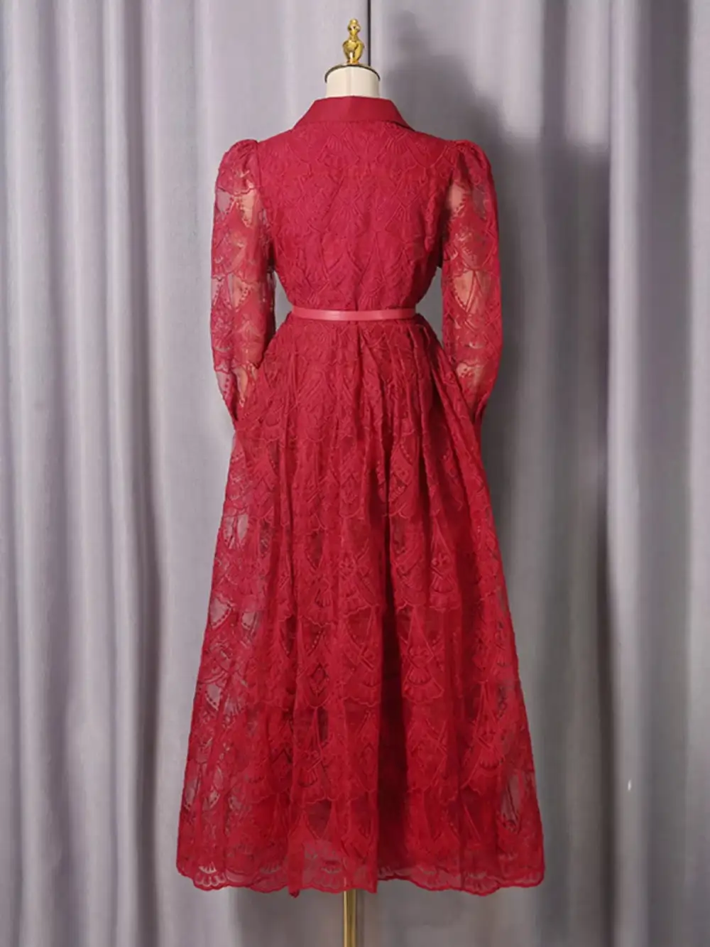 Soft Touch Lace Button Front Midi Dress