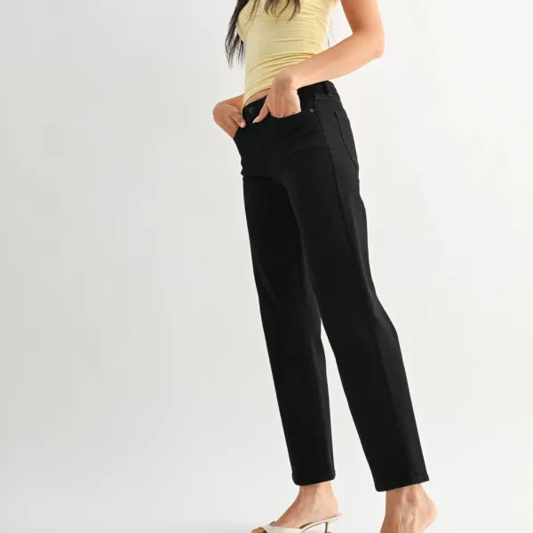 Mid-Rise Straight Leg Jeans