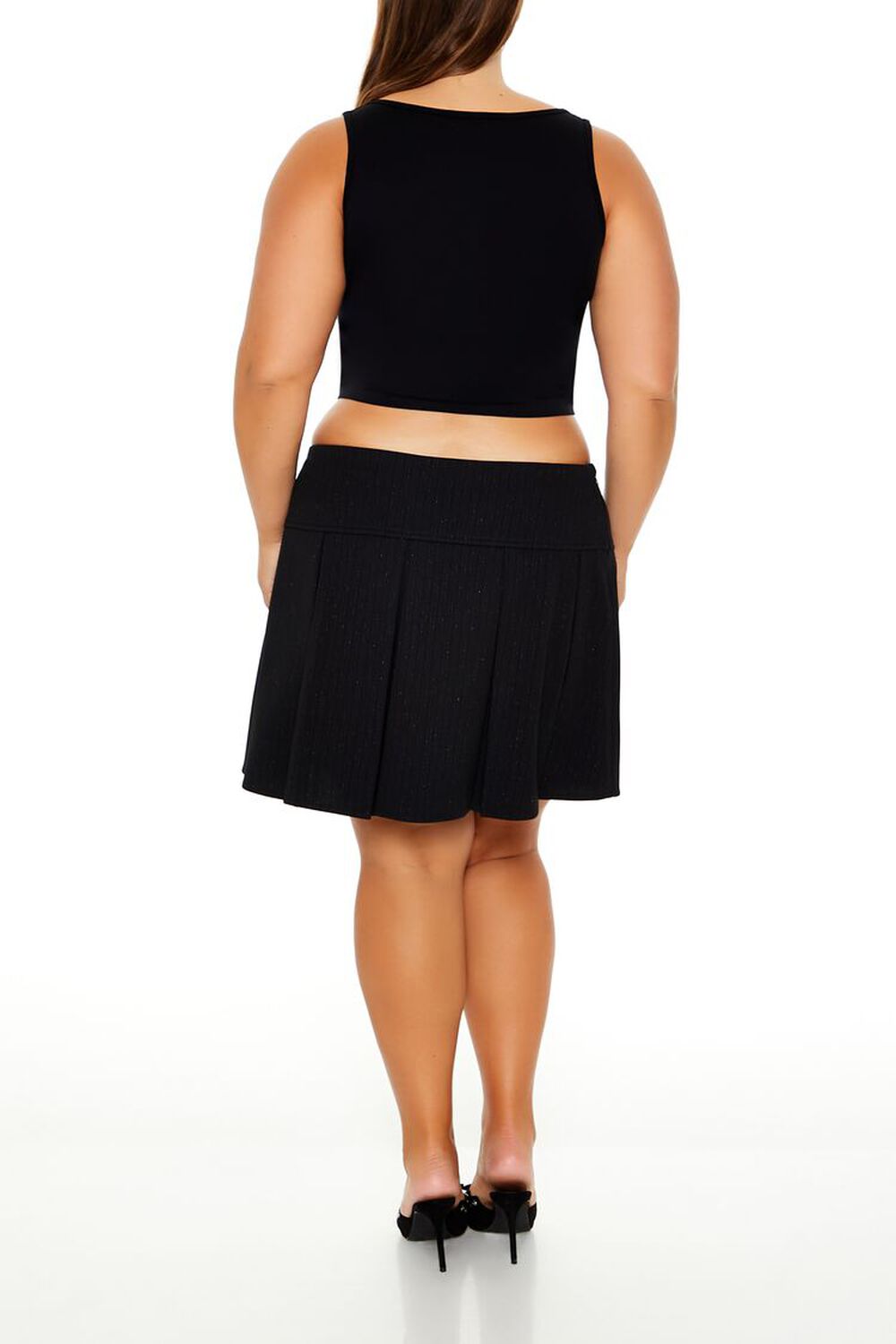 Plus Size Striped Pleated Mini Skirt