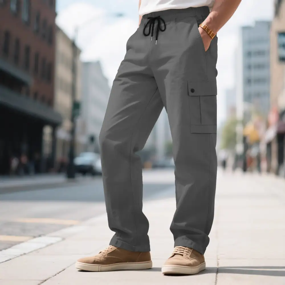 Men's Urban Utilitarian Cargo Pants Waistband Pockets