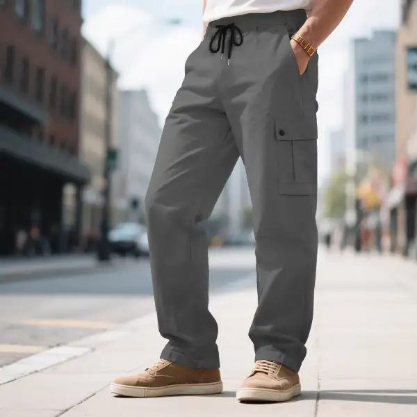 Men's Urban Utilitarian Cargo Pants Waistband Pockets
