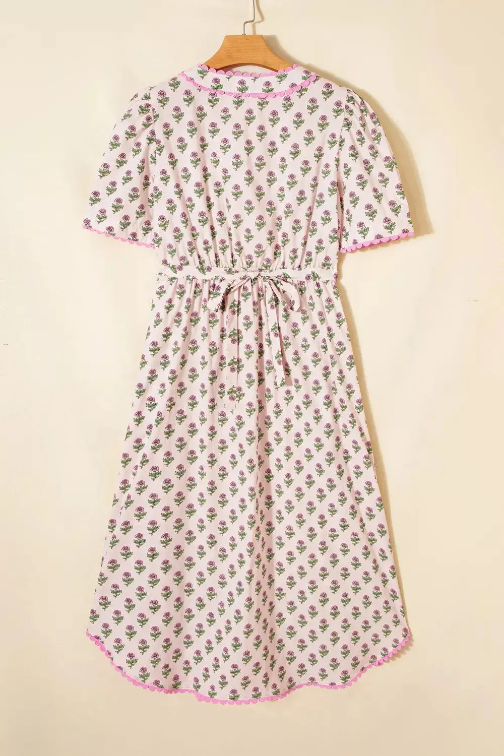 Structured Shape Floral Printed V Neck Dress