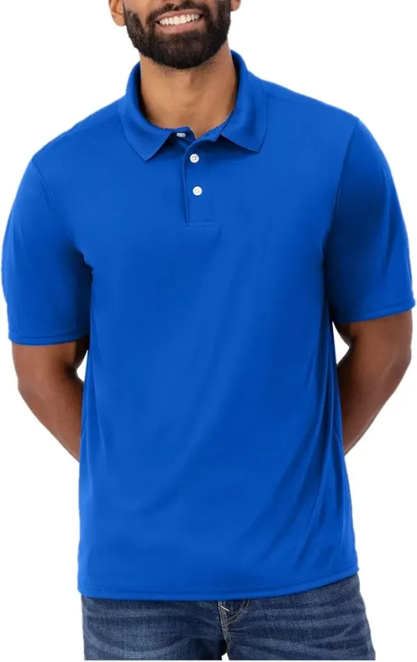 Men's Cool Short-Sleeve Polo Shirt with Three-Button Placket