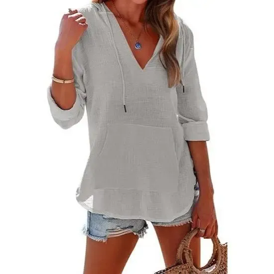 Women's Hooded Beach Cover Up Top