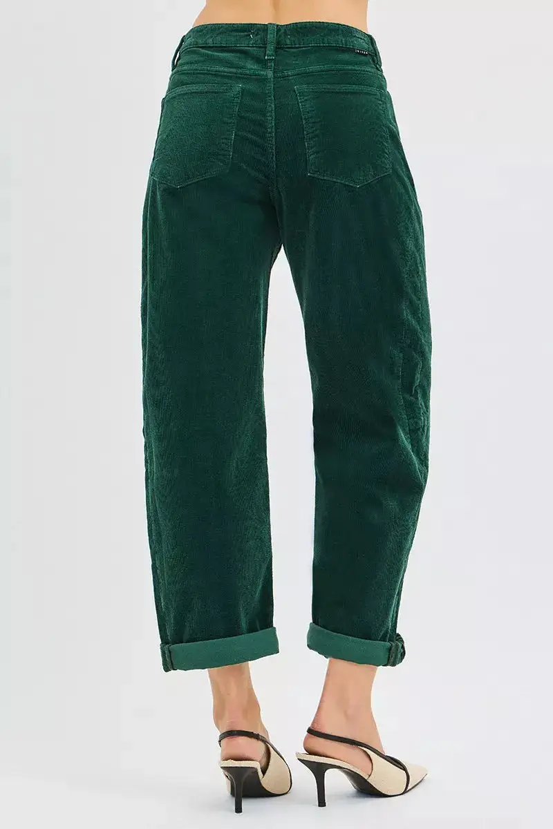Relaxed High Rise Crop Barrel Cordurory Pants