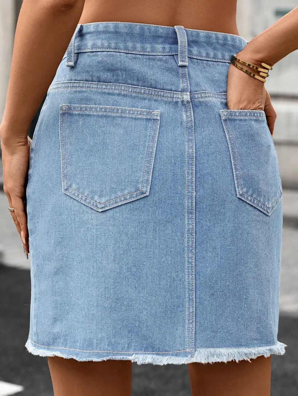 Washed Slit Denim Mini Skirt