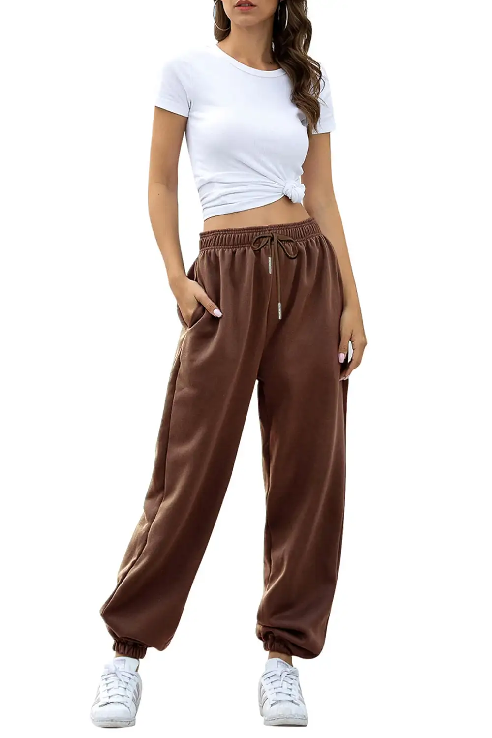Relaxed Elastic-Waist Pocketed Jogger Pants