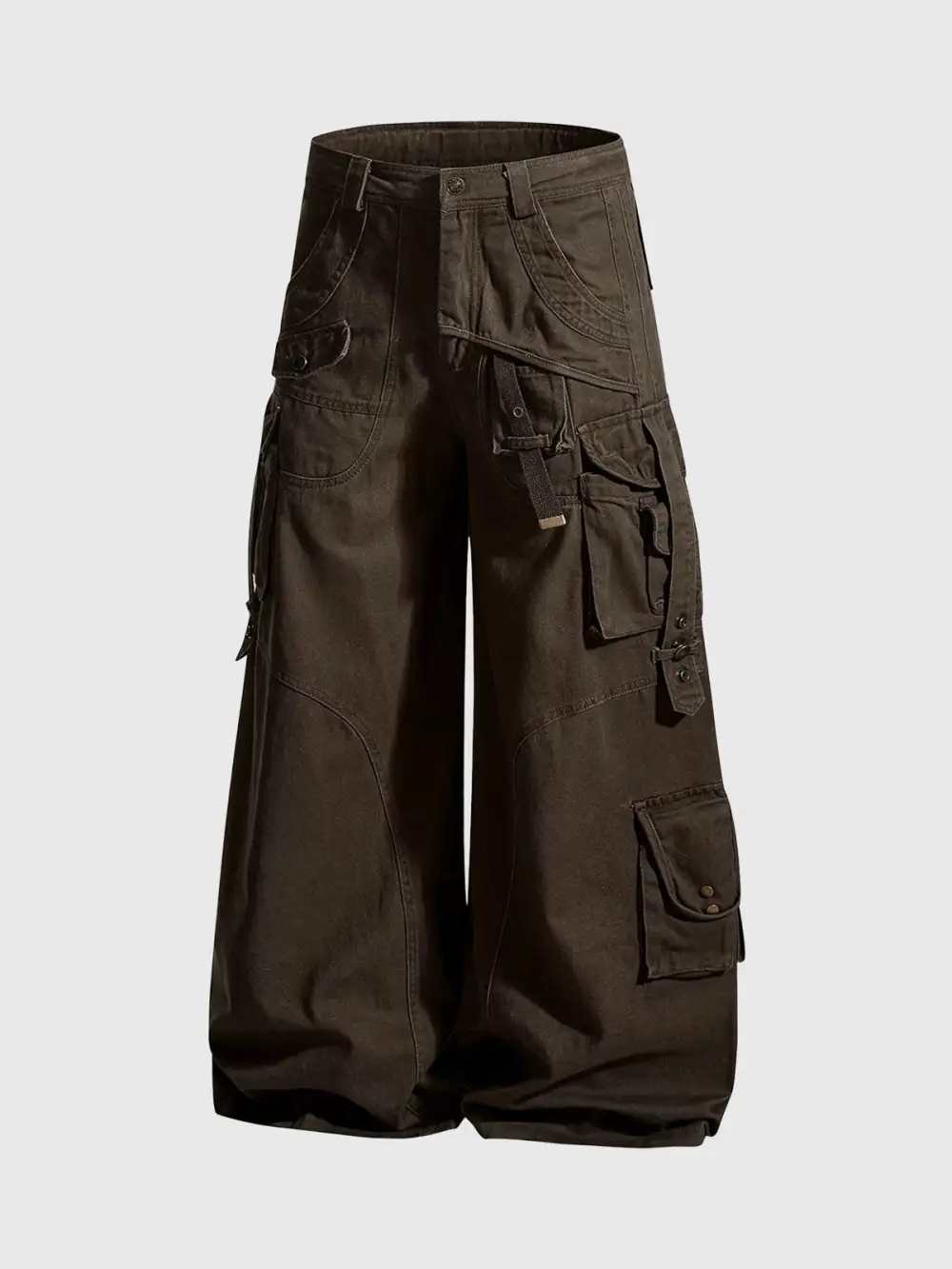 Wide-Leg Washed Cargo Pants
