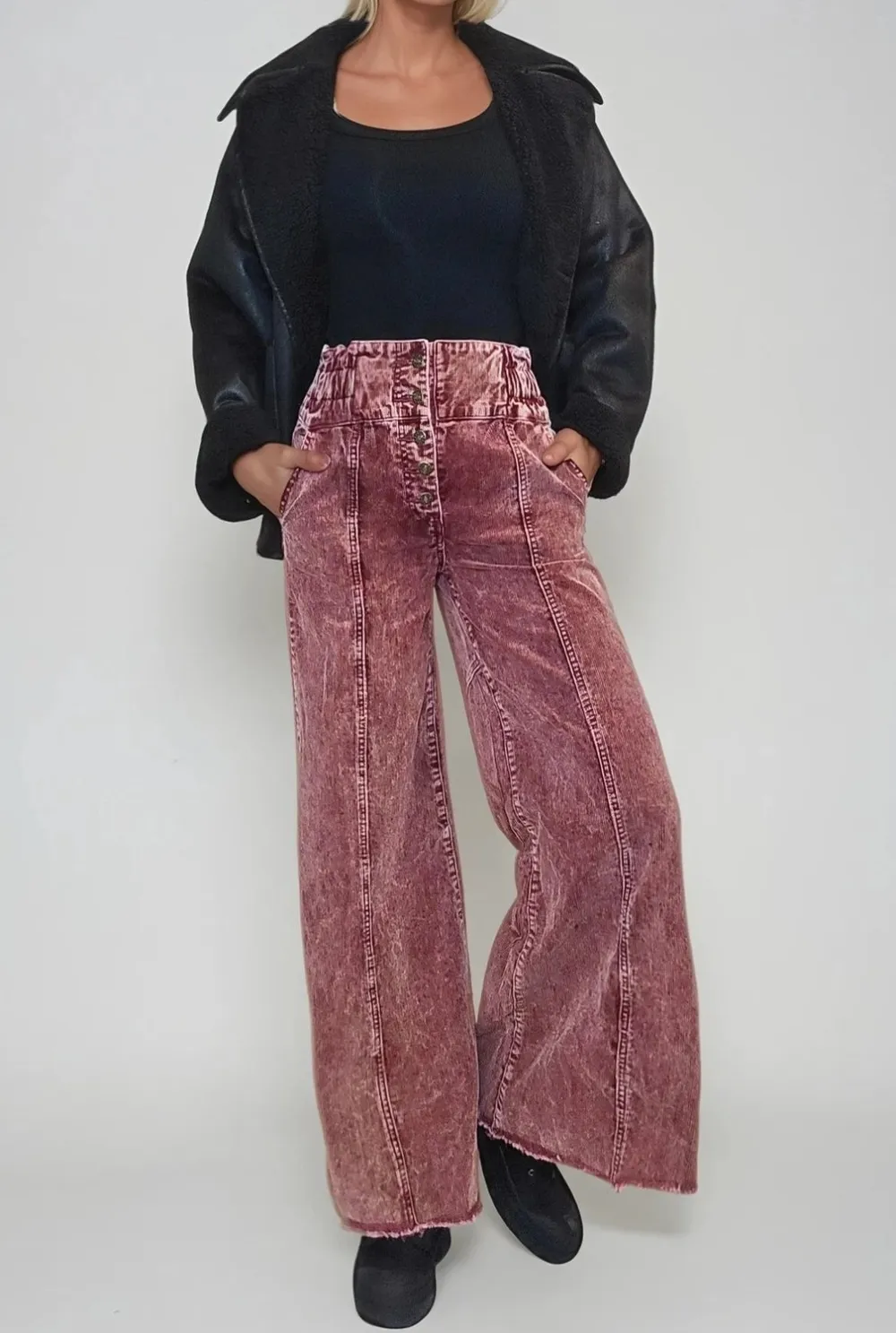 Roomy Wide Leg Cotton Blend Casual Pants