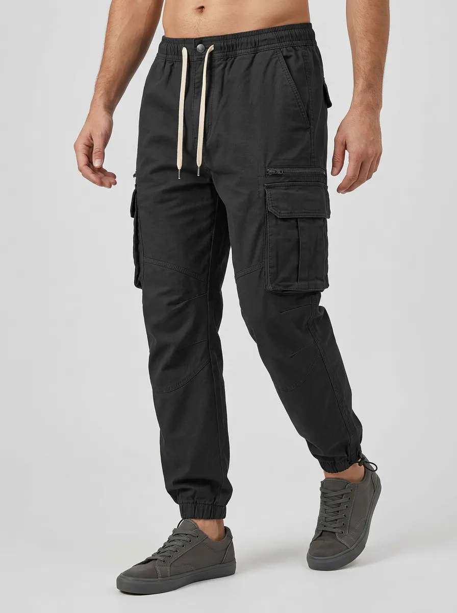 Streetwear Multi-Pocket Drawstring Men's Cargo Pants