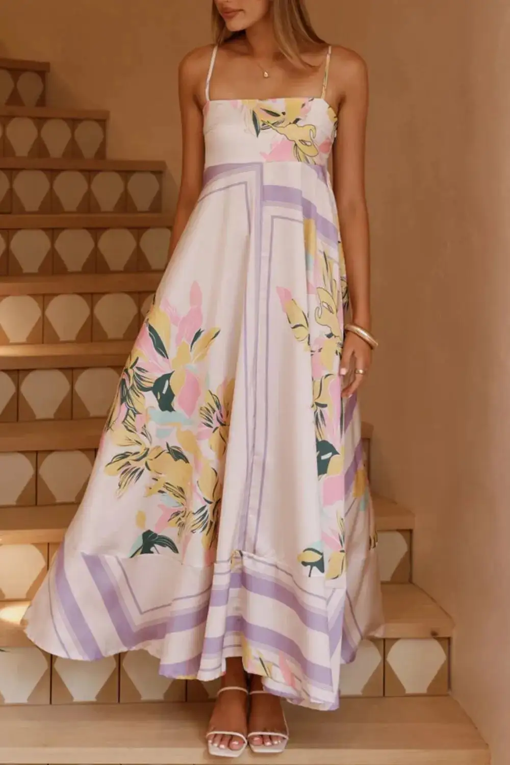 Printed Square Neck Maxi Dress