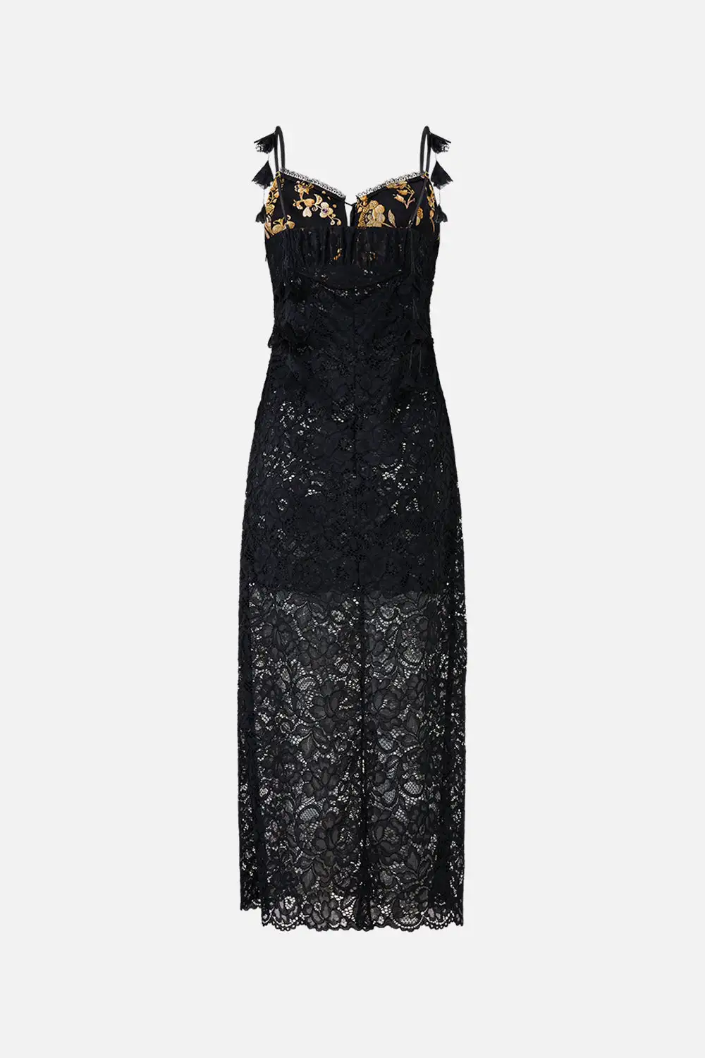 Lace Gathered Bodice Slip Dress