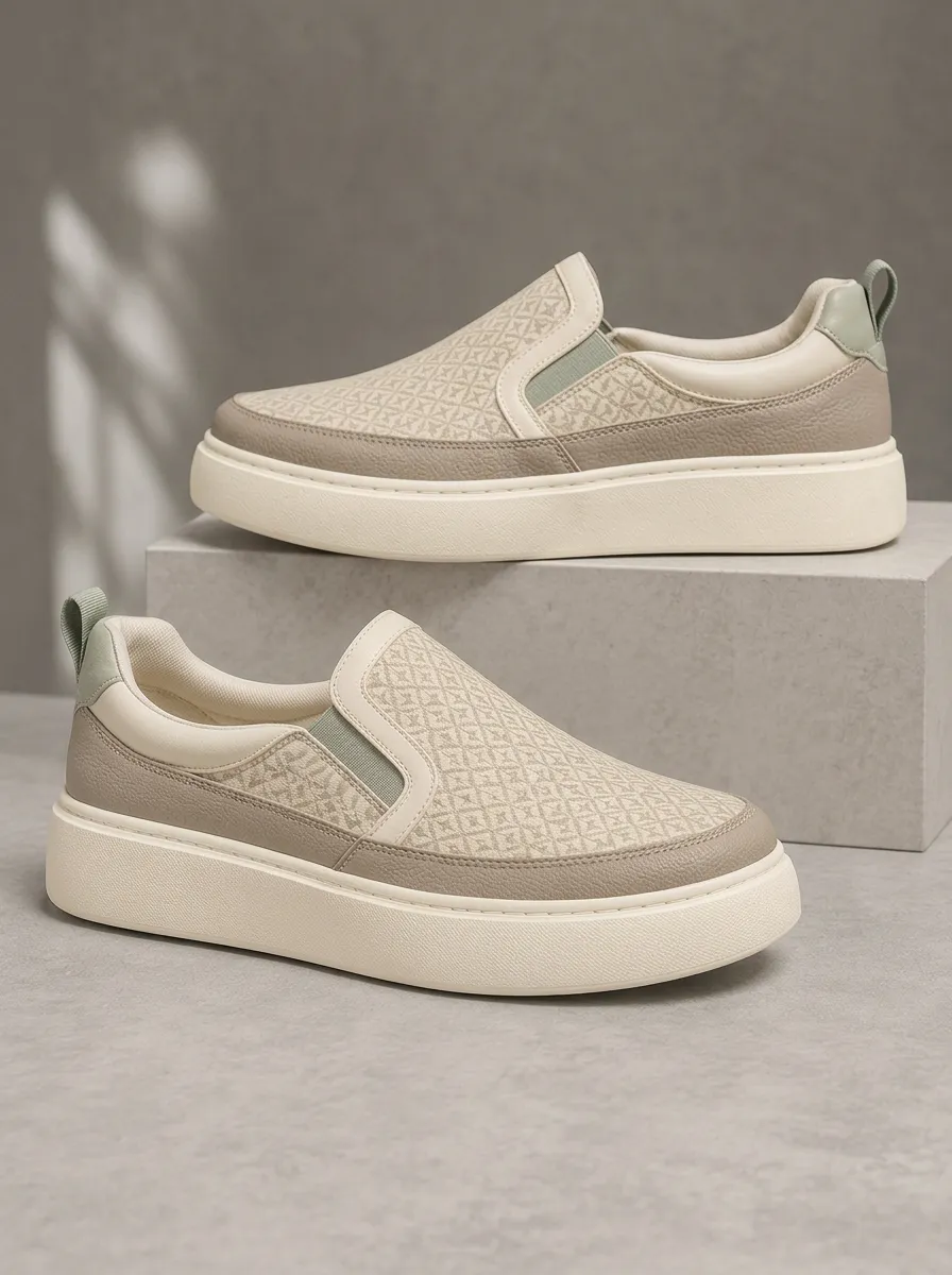 Men's Creative Geometric Pattern Patterned Slip-on Bold Skate Shoes