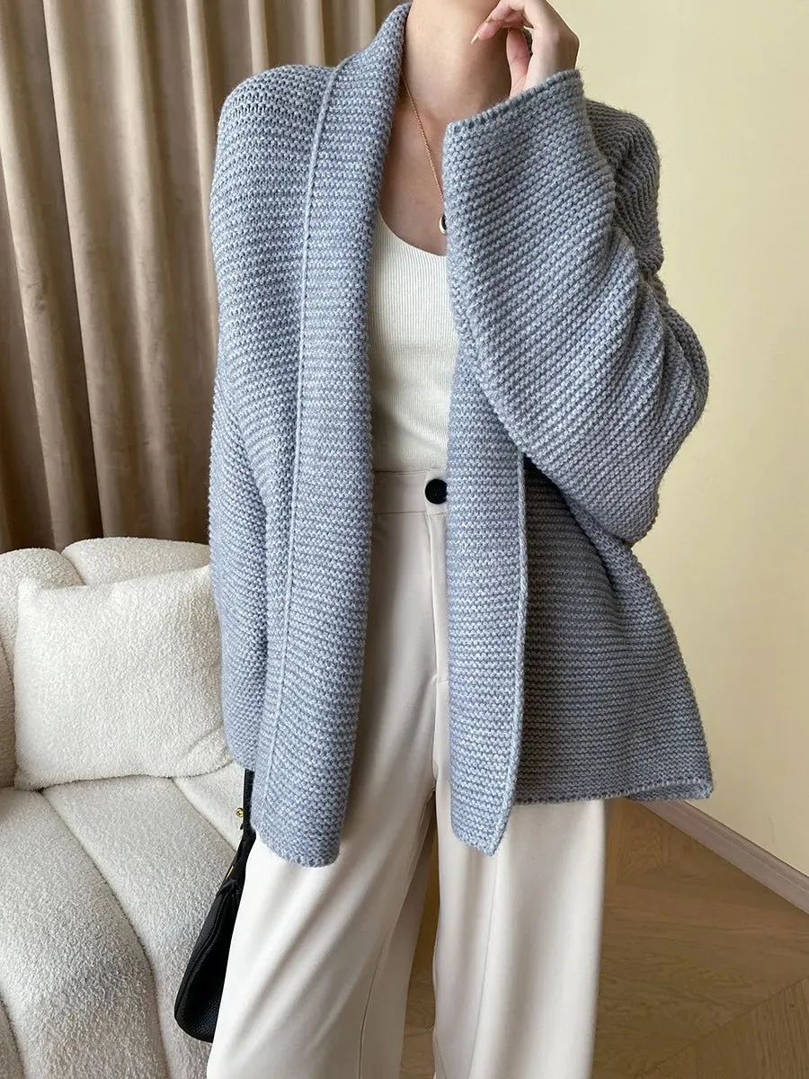 Flowy Knit V Neck Cardigan