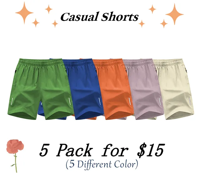 Men's Solid Color Zipper Pocket Shorts