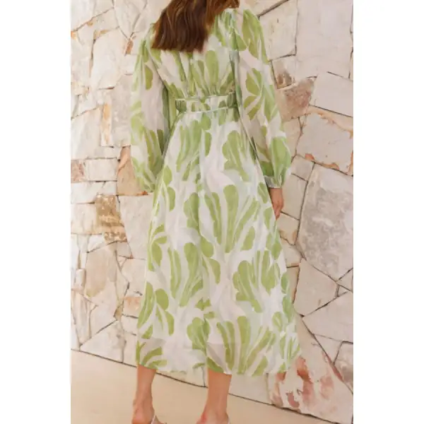 Dress V-Neck Long Sleeve Midi Dress