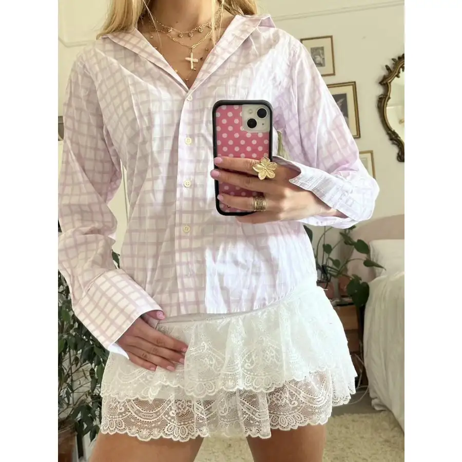 Printed Button Down Long Sleeve Shirt