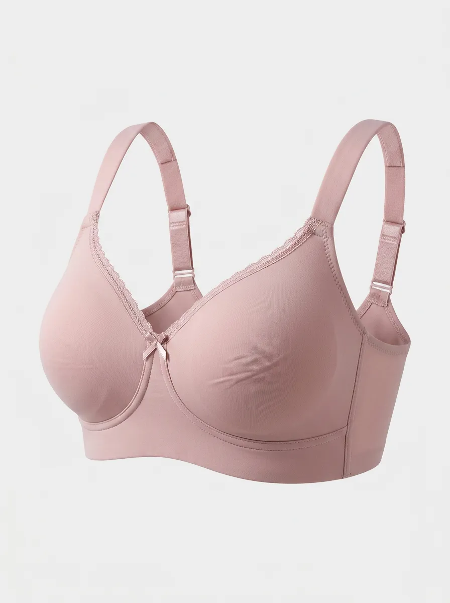 Women's Full-Coverage Lace-Trim Bow-Detail Wide-Strap Bra