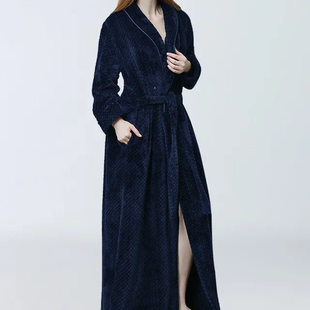 Long Sleeve Soft Flannel Bathrobe