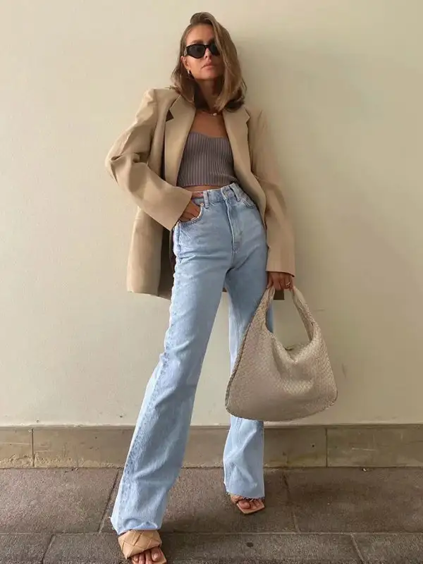 Fluid Polished Denim Jeans