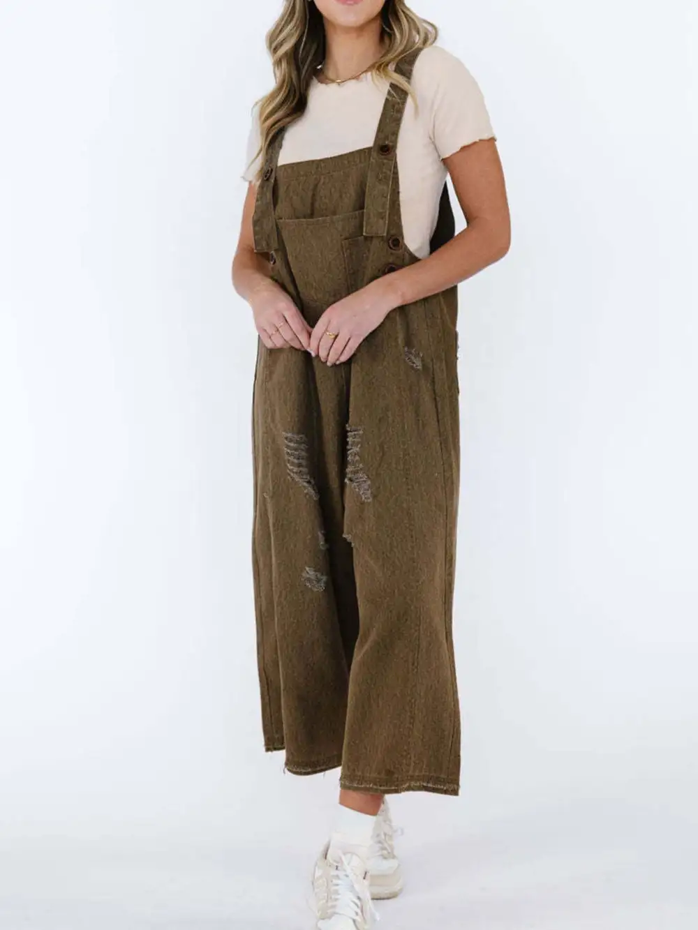 Wide Leg Denim Overalls Relaxed Fit Bib Overalls