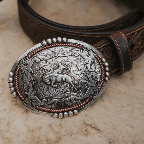 Longhorn Bronc Leather Western Belt
