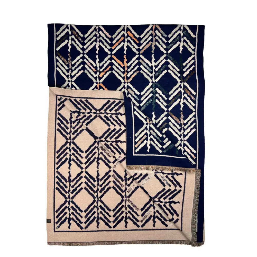 Arrow Pattern Reversible Fringed Scarf