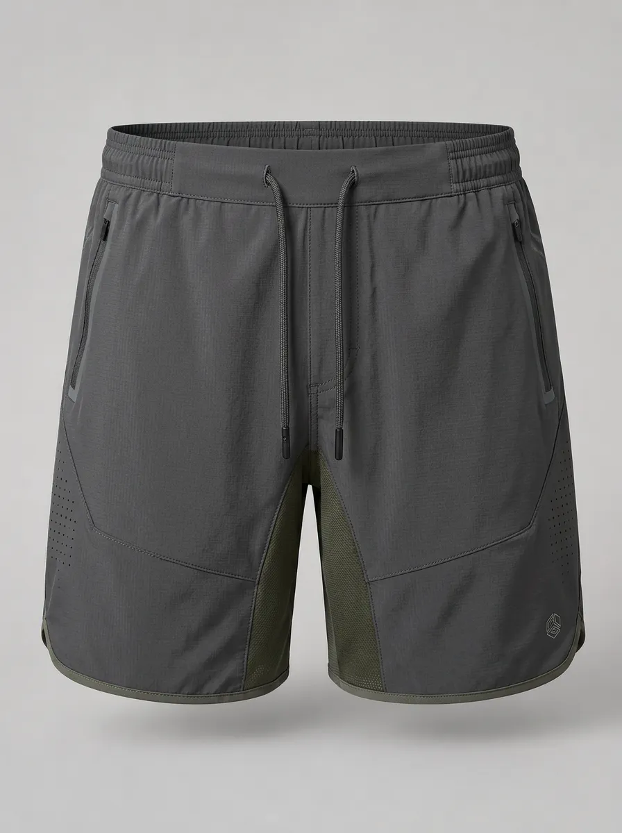 Men's Breathable Athletic Gym Zippered Pocket Training Shorts